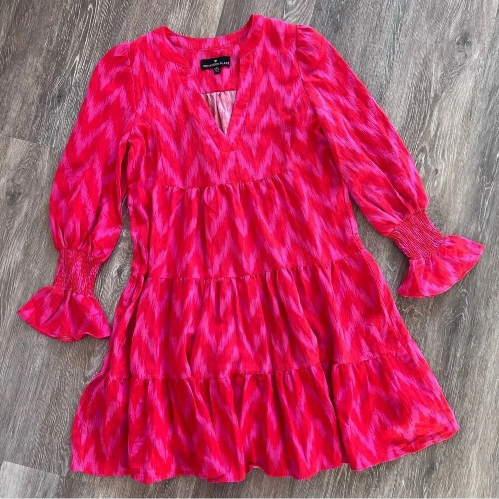 Pomander place Hot Pink Ikat Kenzo Dress Women’s Size xxs‎